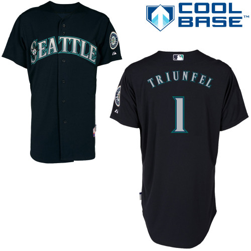 Carlos Triunfel #1 MLB Jersey-Seattle Mariners Men's Authentic Alternate Road Cool Base Baseball Jersey